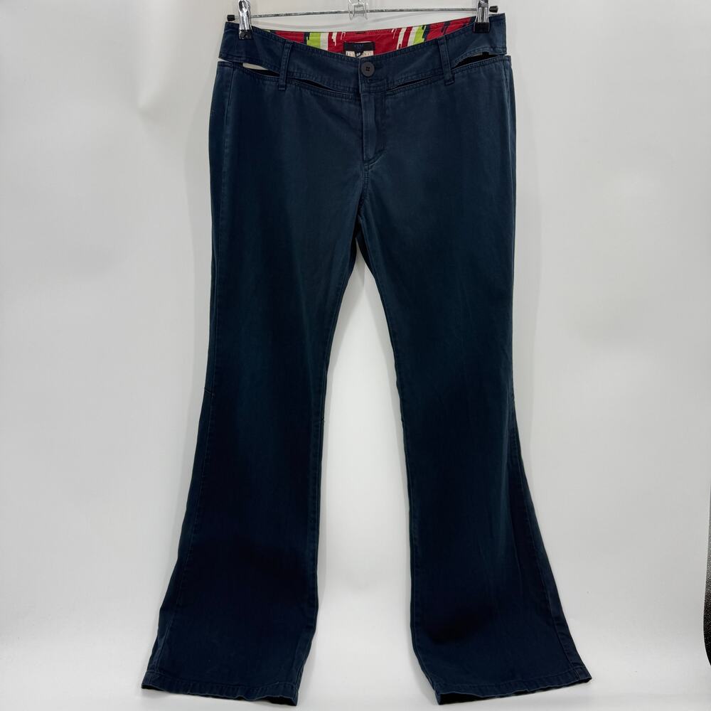 EXTE by ITTIERRE Womens Y2K Cut Out Waist Pant Size 32 Blue Flared Retro Italy